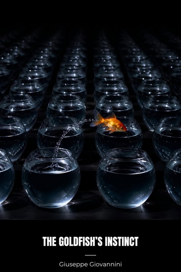 Dystopian fiction publishing: cover of The Goldfish's Instinct by Giuseppe Giovannini